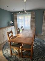 Massief Eiken Eetkamerset (tafel, verlengstukken, 6 stoelen), Huis en Inrichting, Ophalen, Zo goed als nieuw, Landelijk, klassiek
