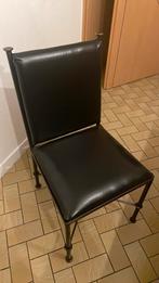 6 Ijzeren stoelen met zwarte kunstleder, Huis en Inrichting, Stoelen, Ophalen, Overige materialen, Gebruikt, Zwart