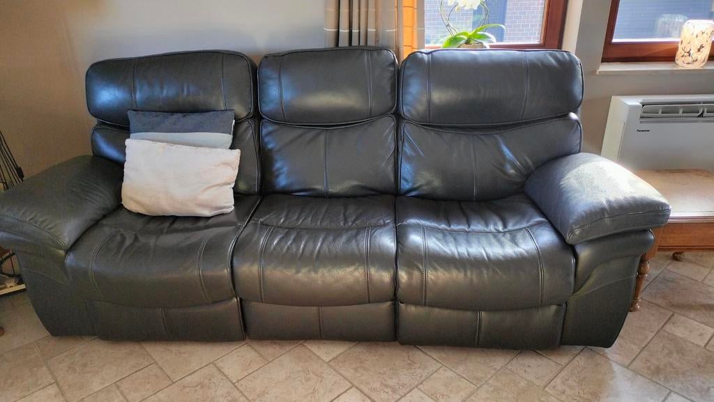 Canapés cuir 2 & 3 avec 4 relax électriques, Maison & Meubles, Canapés | Salons, Enlèvement, Cuir
