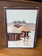 Vintage Afrikaanse collage op doek jaren '60, Antiek en Kunst, Ophalen of Verzenden