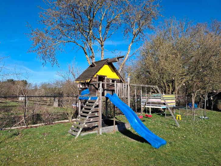 Speelhuis/schommel/glijbaan, Kinderen en Baby's, Speelgoed | Buiten | Speeltoestellen, Gebruikt, Glijbaan, Klimwand, Schommel