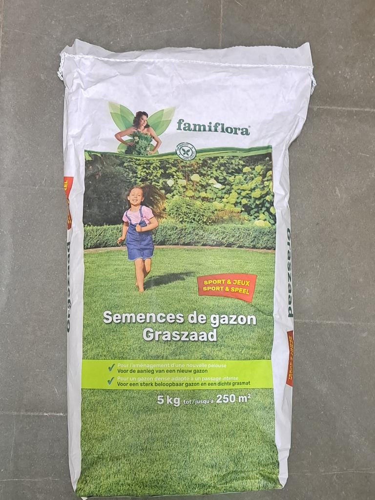 Famiflora 5kg/250 m2 graszaden, Tuin en Terras, Bloembollen en Zaden, Zaad, Gehele jaar, Halfschaduw, Ophalen