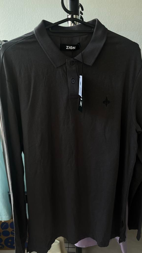ZIGN Longsleeve Polo Donkergrijs M - Nieuw met prijskaartje, Kleding | Heren, Polo's, Ophalen, Zo goed als nieuw, Maat 48/50 (M)