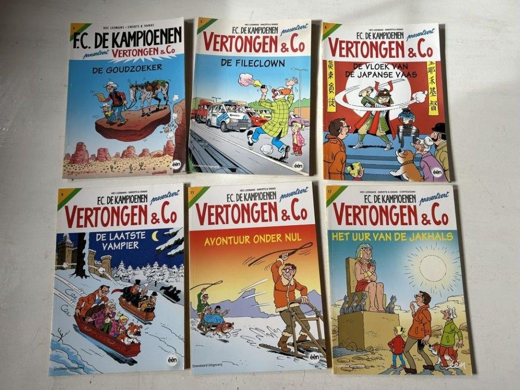 6 x Vertongen en Co - van F.C. De Kampioenen strips, Plusieurs BD, Enlèvement ou Envoi, Utilisé