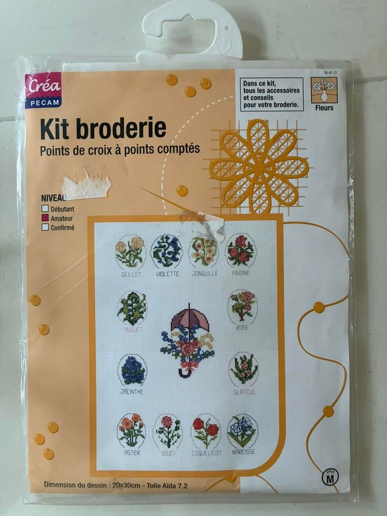 Kit Point de croix fleurs neuf, Enlèvement, Neuf