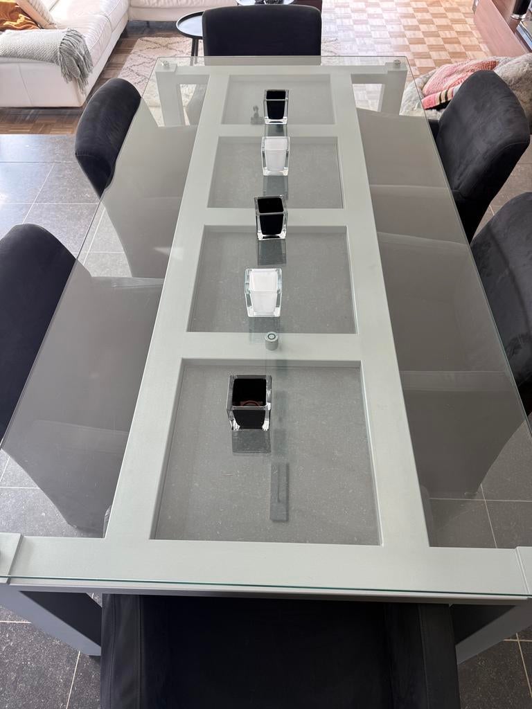 Table avec verre, Maison & Meubles, 150 à 200 cm, Verre, Utilisé, 50 à 100 cm