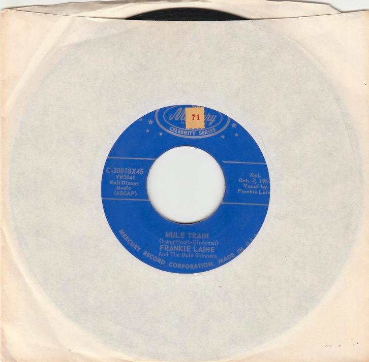 45T: Frankie Lane: Mule train    Pop, Cd's en Dvd's, Vinyl Singles, Gebruikt, Single, Pop, 7 inch, Ophalen of Verzenden