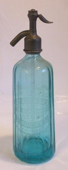 originele oude blauwe siffonflesspuitfles  Buchy, Antiek en Kunst, Verzenden