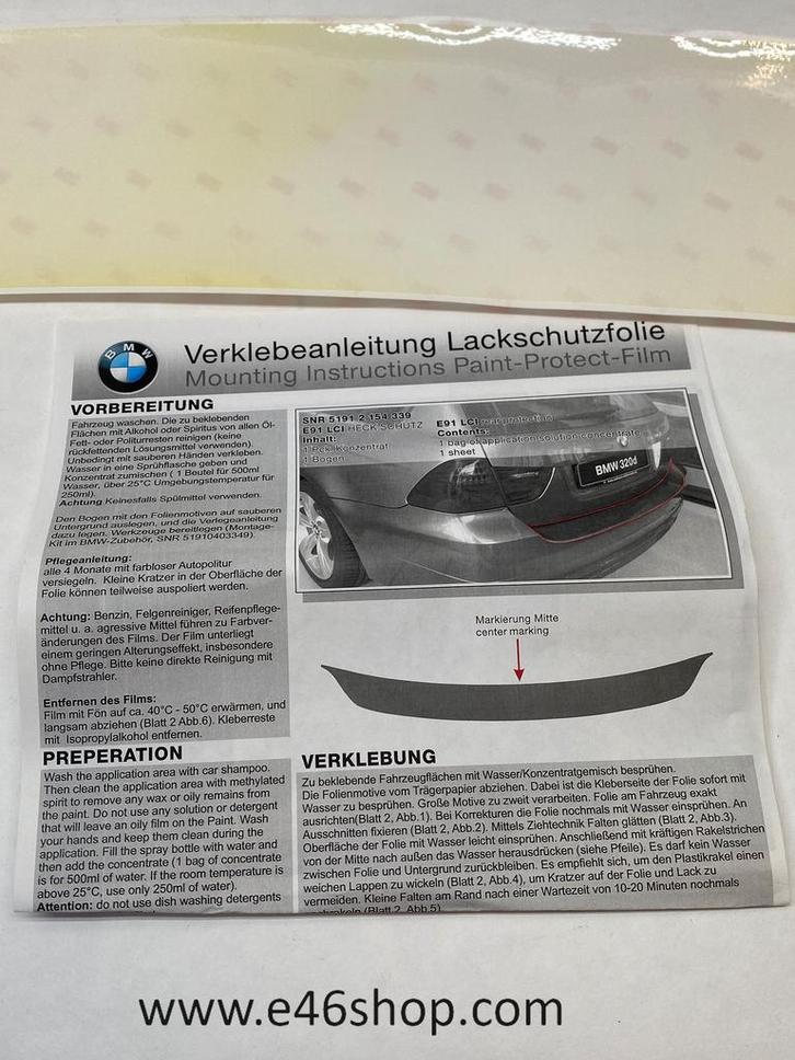 BESCHERMFOLIE ACHTERBUMPER BMW E91 OE 51912154339, Autos : Pièces & Accessoires, Autres pièces automobiles, BMW, Neuf, Enlèvement ou Envoi