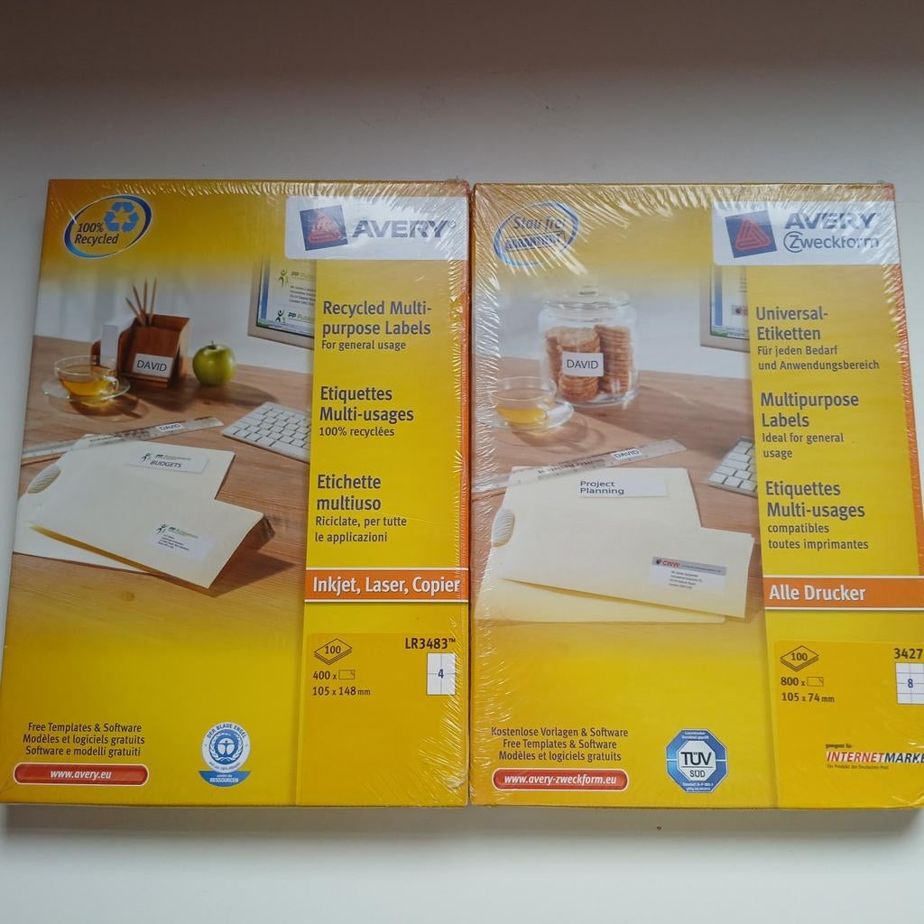 Avery Zweckform 2 x 100 planches étiquettes NEUF, Enlèvement ou Envoi