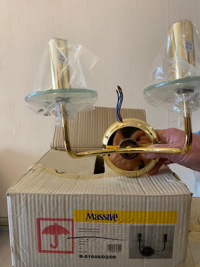 Deux appliques en laiton, Enlèvement, Neuf, Verre, Dans l'emballage