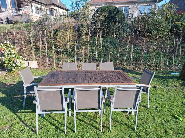 Bristol tuinset (tafel en 8 stoelen), Tuin en Terras, Tuinsets en Loungesets, Gebruikt, Loungeset, Hout, 8 zitplaatsen, Eettafel