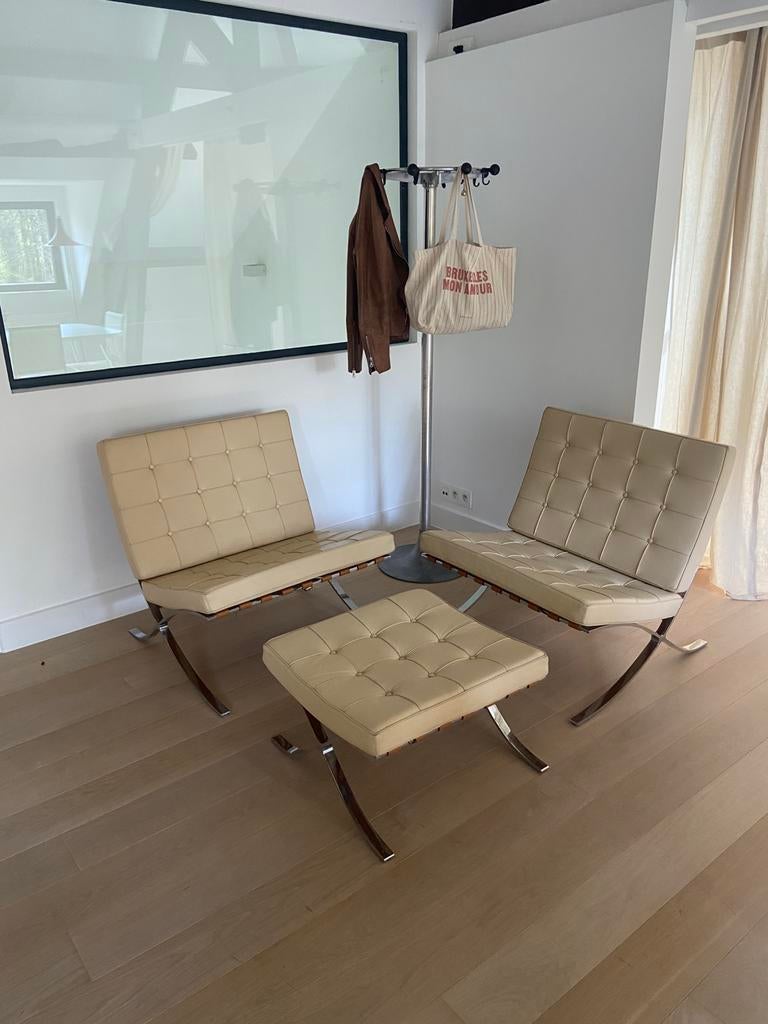 Ensemble 2 fauteuils et ottoman Barcelona-Alivar-1980, Huis en Inrichting, Fauteuils, Ophalen, Zo goed als nieuw