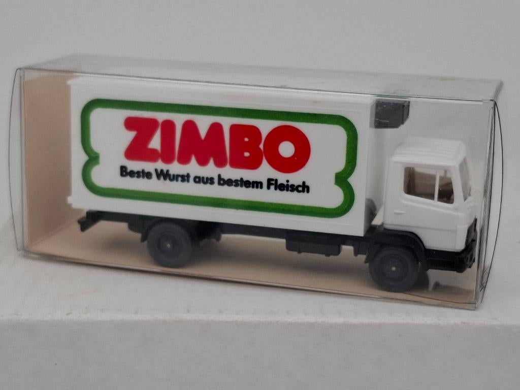 Camion fourgon à saucisses Mercedes 814 Zimbo - Wiking 1/87, Hobby & Loisirs créatifs, Voitures miniatures | 1:87, Comme neuf