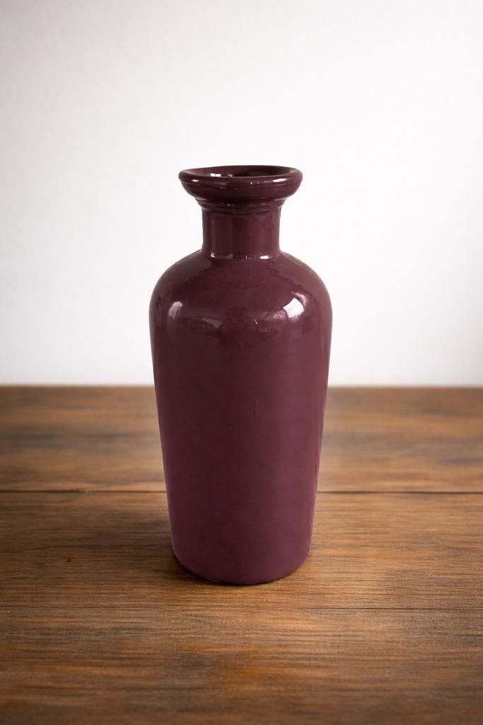 Paarse glazen vaas, hoogte 30cm, Ophalen