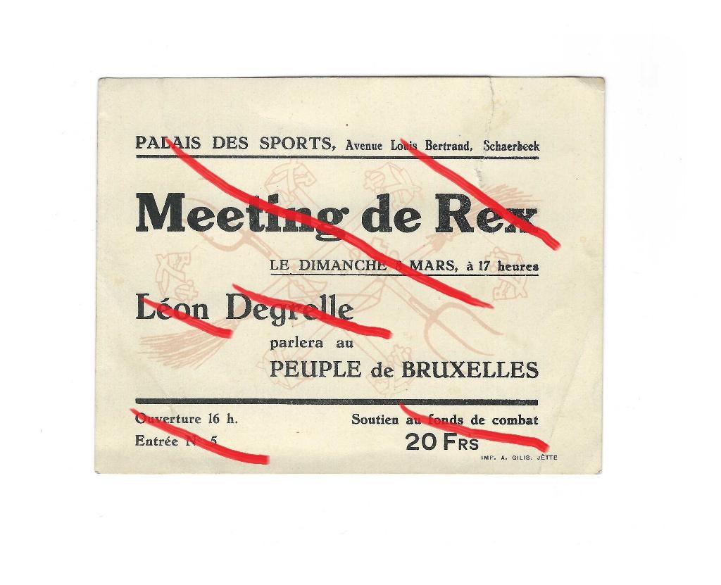 Brussel Bruxelles Leon Degrelle Rex Meeting Brigade Front SX, Verzamelen, Verzenden, Overige soorten