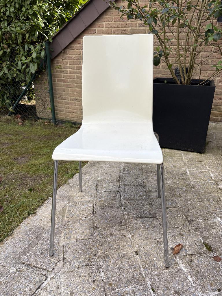 Lot de 10 chaises empilables design, blanc cassé, made in It, Antiquités & Art, Antiquités | Meubles | Chaises & Canapés, Enlèvement