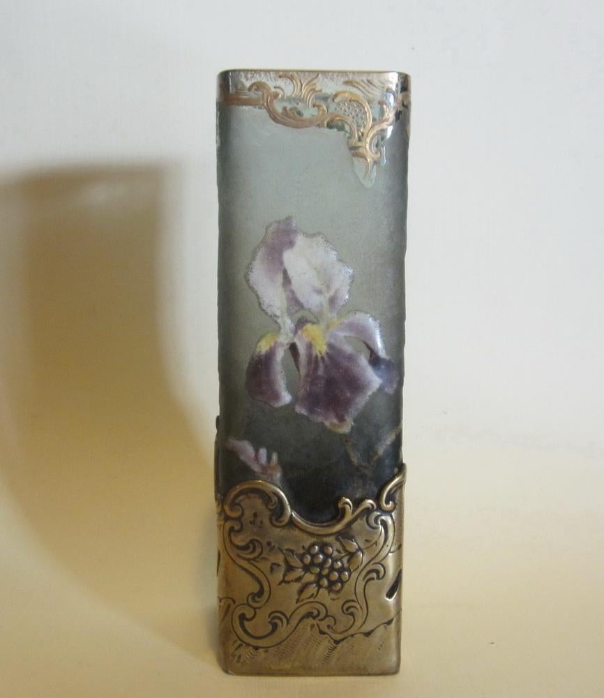 Vase Monjoye art nouveau ancien support en bronze doré, Envoi