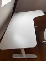 Elektrisch verstelbaar hoekbureau – wit, hoogte verstelbaar, Huis en Inrichting, Bureaus, Ophalen, In hoogte verstelbaar, Zo goed als nieuw