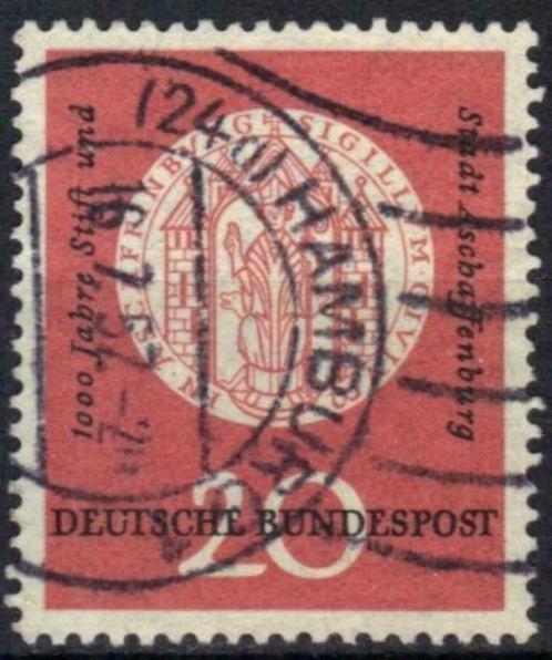 Duitsland Bundespost 1957 - Yvert 134 - Aschaffenburg (ST), Postzegels en Munten, Postzegels | Europa | Duitsland, Gestempeld