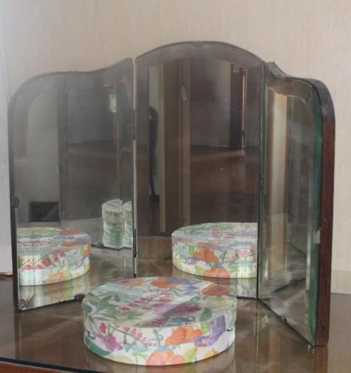 Tryptische spiegel, Antiek en Kunst, Antiek | Spiegels, 50 tot 100 cm, Minder dan 100 cm, Overige vormen, Ophalen