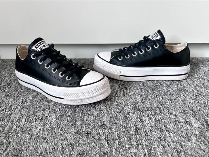 Baskets Converse plateforme / compensées en cuir noir, Kleding | Dames, Schoenen, Zo goed als nieuw, Schoenen met lage hakken
