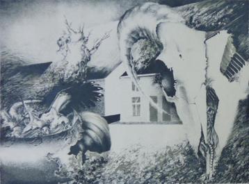 AN VAN TIGCHELT / FIGURATIE / ZW-W LITHO / 47x63cm / SIG beschikbaar voor biedingen