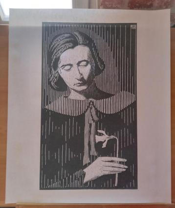 M.C. Escher - litho - Vrouw met bloem (Jetta)  (after) beschikbaar voor biedingen