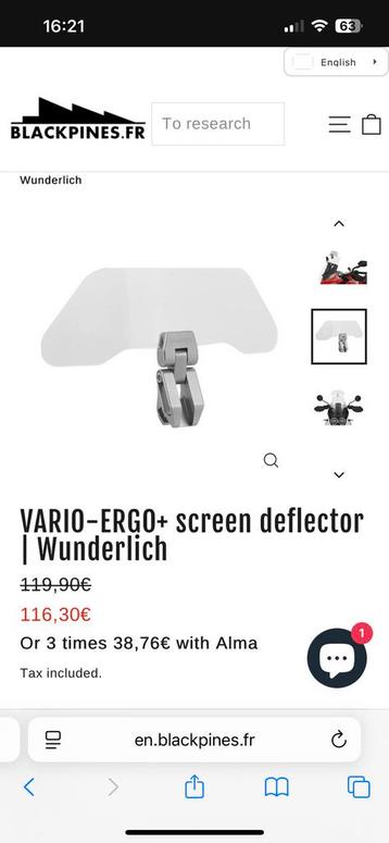 Wunderlich screen deflector beschikbaar voor biedingen