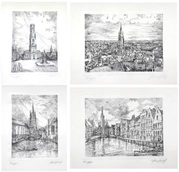 Collection 4 gravures historiques de Bruges | Frans Vanderve