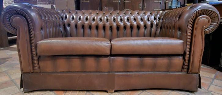 Chesterfield zetels 2-zit+1-zit met lage rug, Antiek en Kunst, Antiek | Meubels | Stoelen en Sofa's, Ophalen