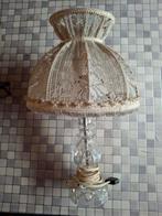 Vintage Lampe chevet cristal RYSCO + abat-jour broderie, Enlèvement