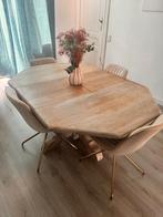 Table Rustique Extensible bois massif, 100 à 150 cm, Salon salle à manger extensible, Chêne, Rectangulaire