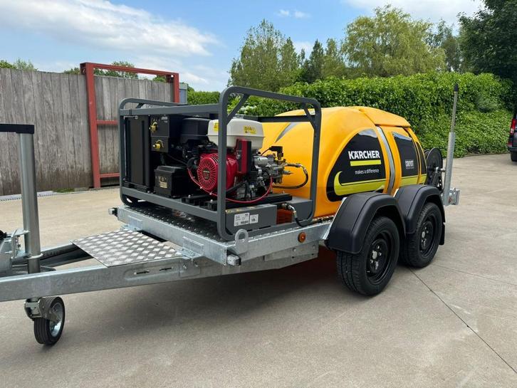 Karcher warmwater hogedruktrailer nieuw!, Tuin en Terras, Hogedrukreinigers, Nieuw, Benzine, Met regelbare waterdruk, Met autostop en -start