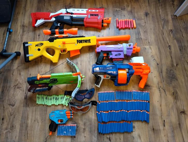 6 Nerf Guns - Fortnite, Zombie, Elite + extra amo, Kinderen en Baby's, Speelgoed | Buiten | Actiespeelgoed, Ophalen