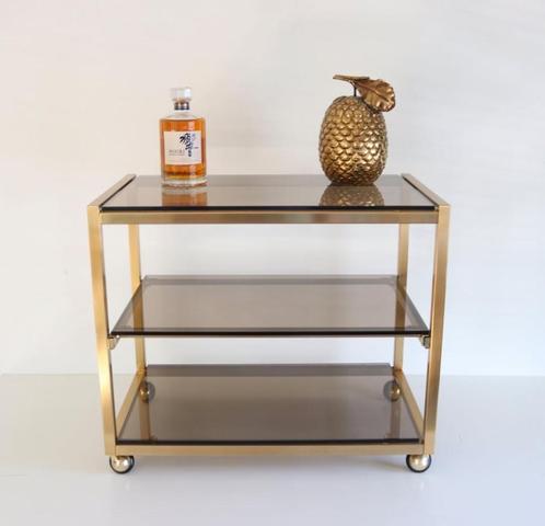 Vintage bijzettafel Hollywood Regency / Stereo tafel messing, Antiek en Kunst, Antiek | Meubels | Tafels, Ophalen
