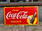 Groot oud Coca Cola emaille reclamebord, Verzamelen, Ophalen, Gebruikt, Reclamebord