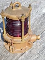 Zeldzaam type scheepslamp met rood glas, Antiek en Kunst, Antiek | Verlichting, Ophalen of Verzenden