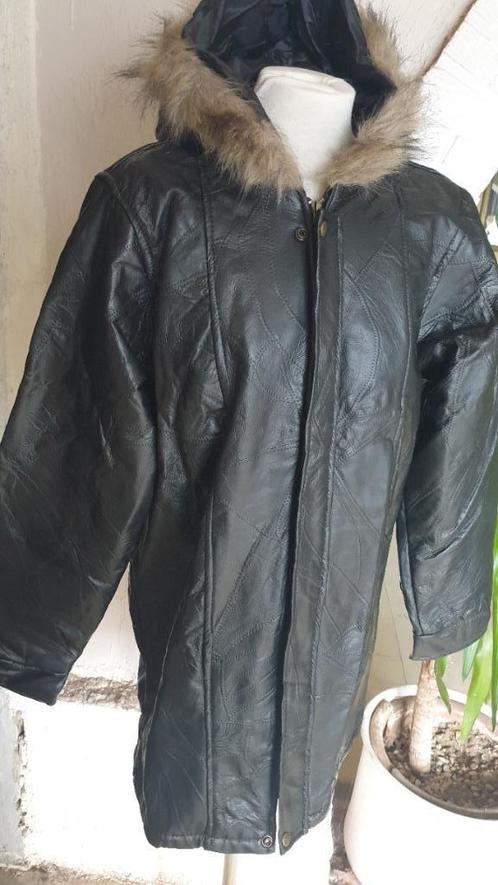 Leren parka, Kleding | Dames, Jassen | Winter, Nieuw, Maat 46/48 (XL) of groter, Zwart, Ophalen of Verzenden