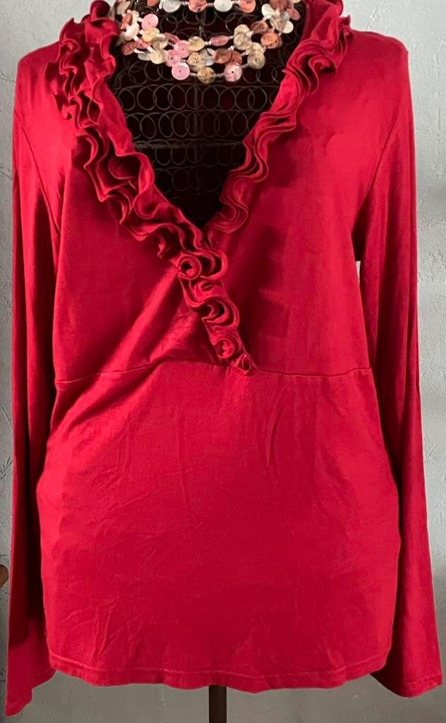 Senso 44 Mooi warm wijnrood frivool shirt/blouse, Kleding | Dames, Topjes, Zo goed als nieuw, Maat 42/44 (L), Rood, Lange mouw