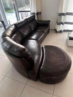 Ensemble de Canapé Cuir 2 place + 3 place + repose pied., Ophalen, Gebruikt, 150 tot 200 cm, Rechte bank