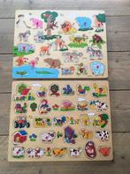 2 grote houten inlegpuzzels / puzzels boerderij + jungle, Kinderen en Baby's, Speelgoed | Kinderpuzzels, 10 tot 50 stukjes, Van hout