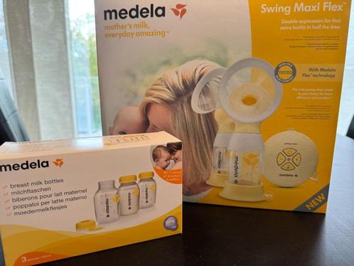 Medela Swing Maxi Flex dubbele borstkolf + 3 flessen nieuw, Kinderen en Baby's, Babyvoeding en Toebehoren, Zo goed als nieuw, Borstkolf