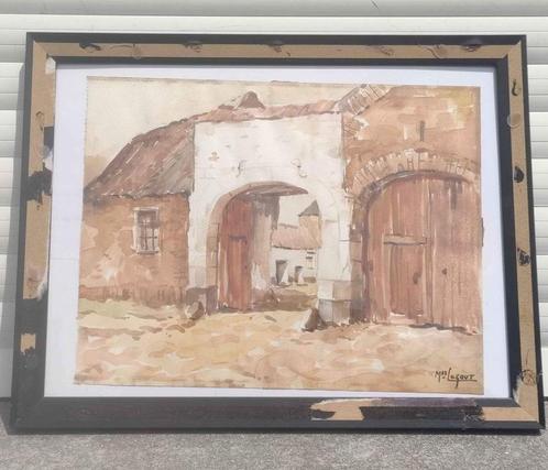 aquarelle signe max legout, Antiek en Kunst, Kunst | Schilderijen | Klassiek, Ophalen of Verzenden