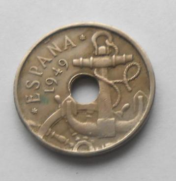 monnaie Espagne - 50 centimes 1949, Enlèvement ou Envoi, Belgique, 50 centimes, Monnaie en vrac