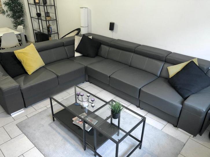 Canapé d’angle en similicuir anthracite, 3,20 m  2,50 m, Maison & Meubles, Canapés | Salons, Comme neuf, Banc d'angle, Quatre personnes ou plus