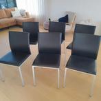 6 eetkamer stoelen zwart, Ophalen, Gebruikt, Zwart, Leer