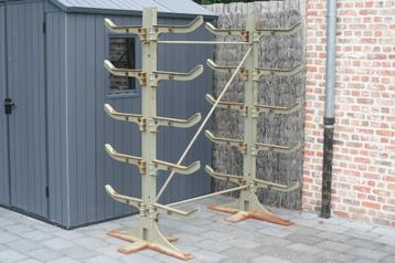  Gietijzeren industrieel dubbel rek uit fabriek (jaren 50) beschikbaar voor biedingen