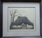 DIRK BAKSTEEN / VETERAAN / ZW-W ETS / 38x44cm / KADER / SIG, Antiek en Kunst, Kunst | Litho's en Zeefdrukken, Ophalen of Verzenden