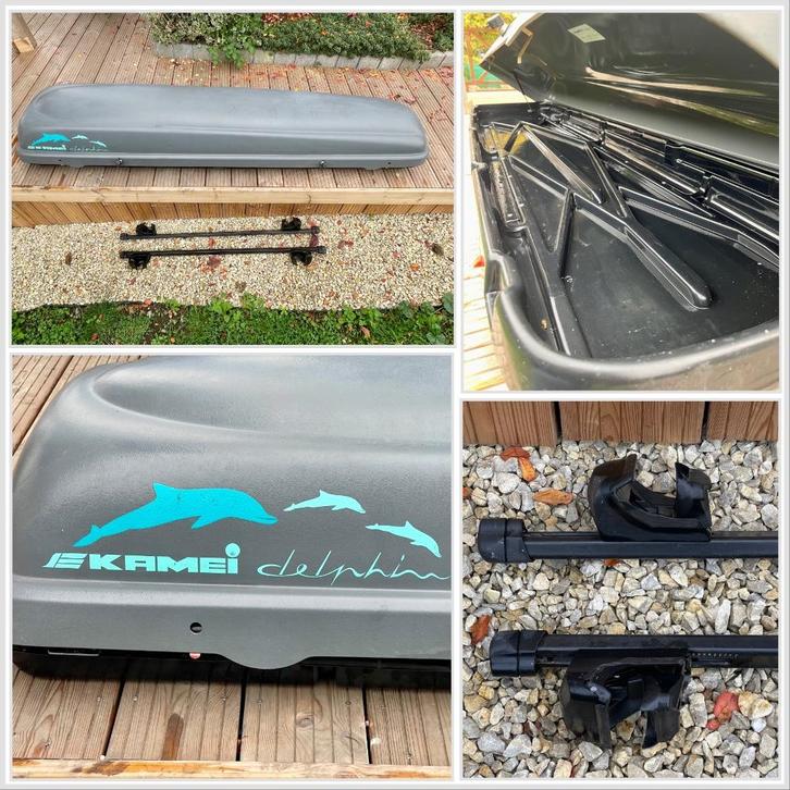 Kamei dolfijn dakkoffer + dakdragers - zo goed als nieuw, Auto diversen, Dakkoffers, Zo goed als nieuw, Ophalen